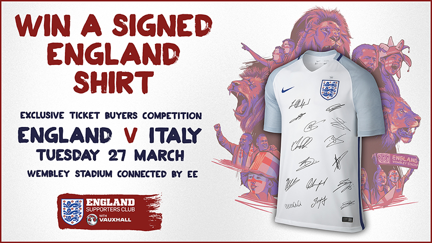 For Italy ticket buyers: Win a signed England shirt