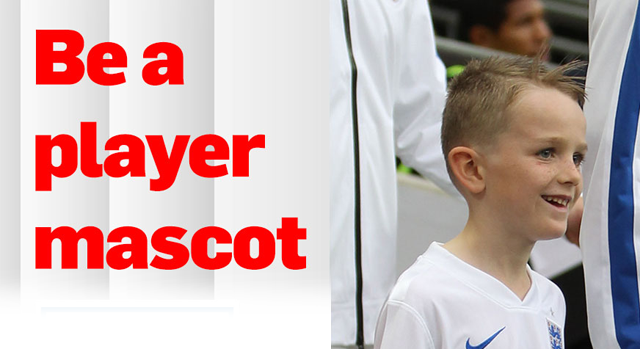 Exclusive Member Offer: Player Mascot places up for grabs for England v San Marino